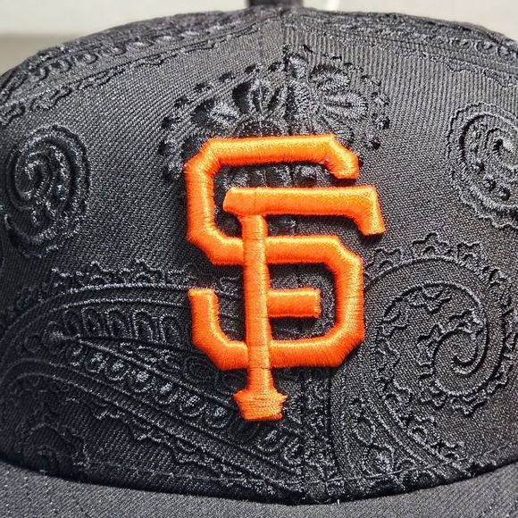 New Era 59Fifty San Francisco Giants Swirl Fitted Hat Black Orange Bandana 7 3/8 - Picture 9 of 14